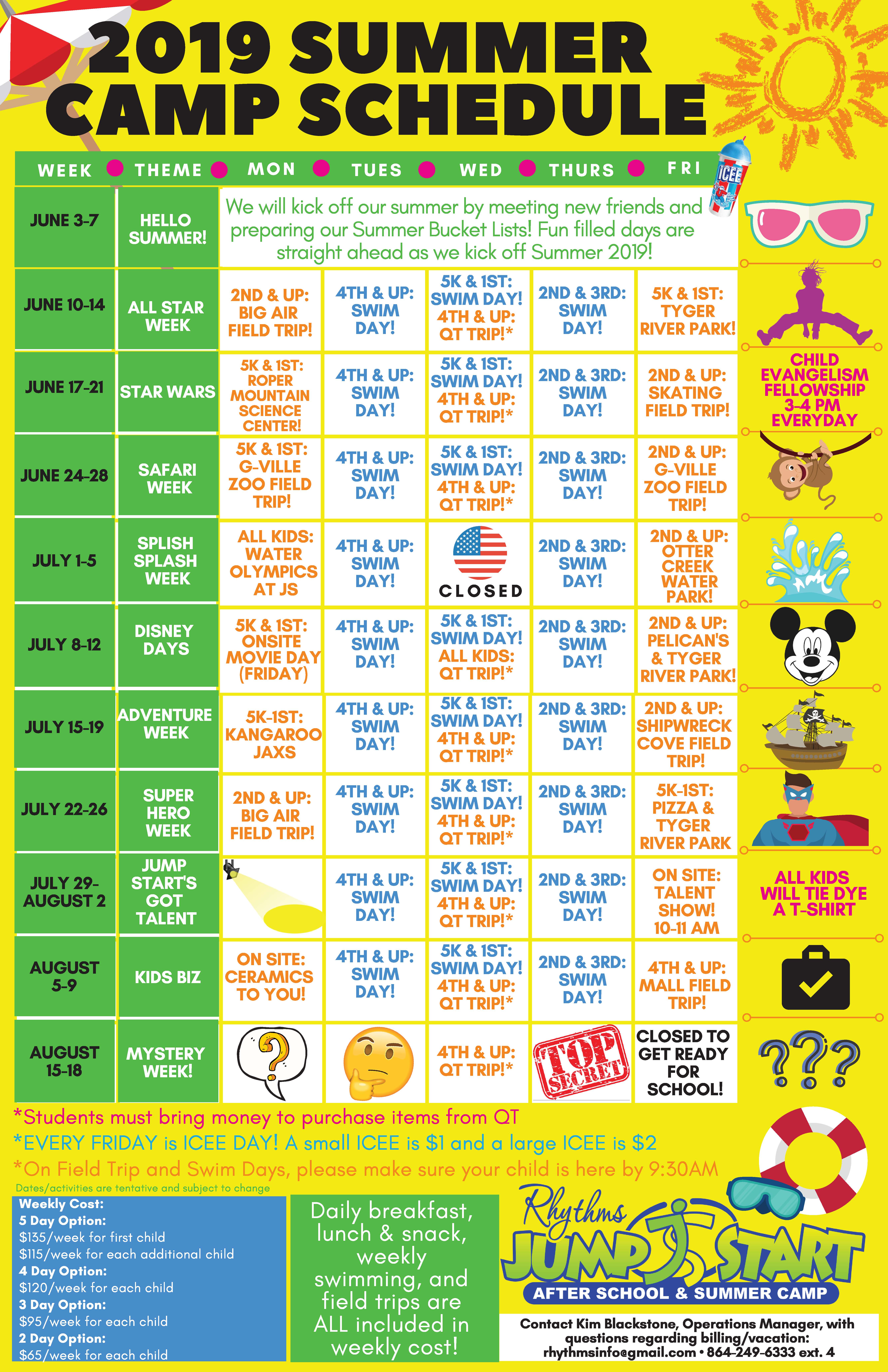 JS Summer Camp Calendar 2019 JS Summer Camp Calendar 2019